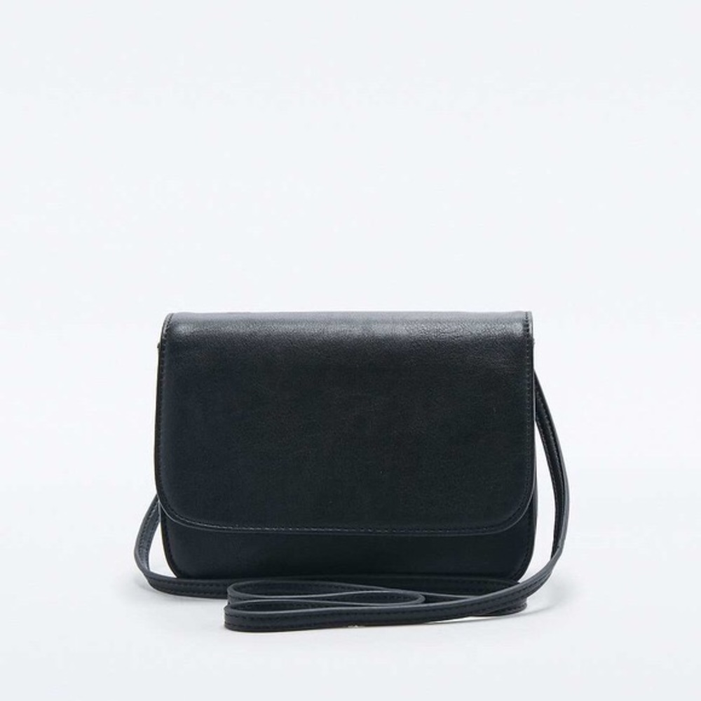 black faux leather crossbody bag